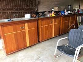 Four Sturdy Cabinets.  Green Marble on Top.