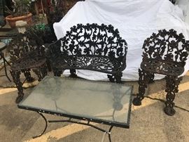 Three Piece Cast Iron Garden Set in Grape Pattern