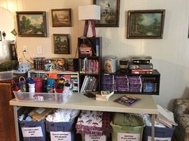 Books, VHS tapes, linens, blankets, Knick knacks