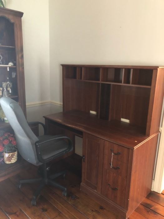 office desk with hutch, chair