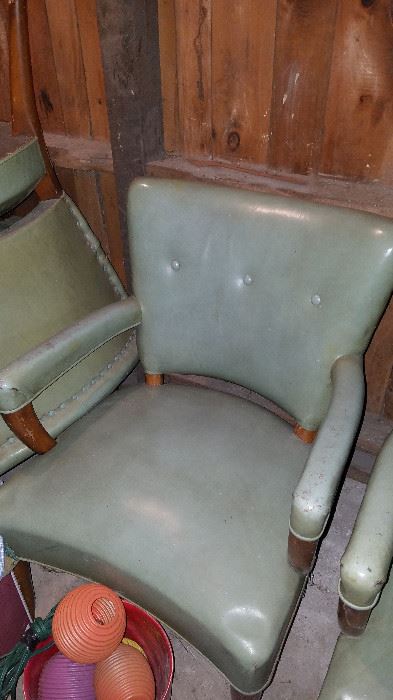 4 vinyl arm chairs, mid century from Breese dept store