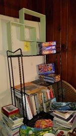 Wire shelf and wall shadow shelf, puzzles, books & more