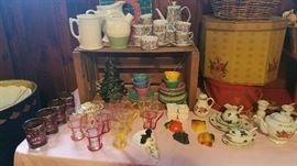 Variety of pottery, glassware and china