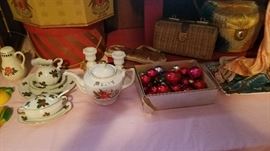 Christmas china and bulbs