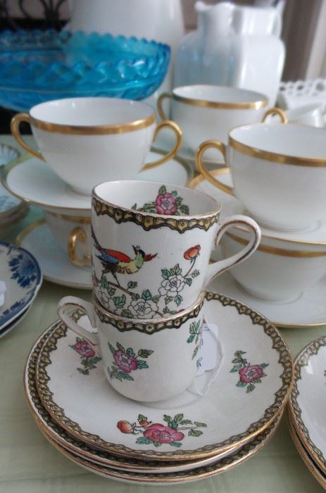 Many tea cups and saucers