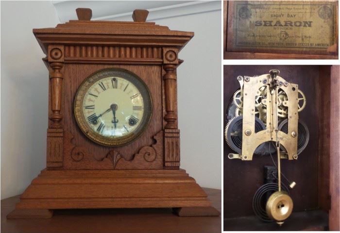 Clock - Carved Astoria 8 day Mantle shelf clock