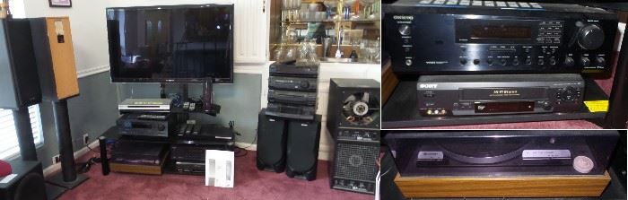 Stereo components, speakers, 48" tv