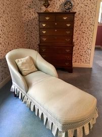 Tall chest of drawers (SOLD) & upholstered lounge chair (still available)