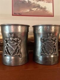 Pair of vintage pewter mugs