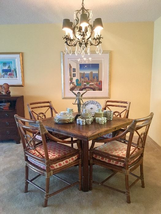 Parquet Table and McGuire Chairs