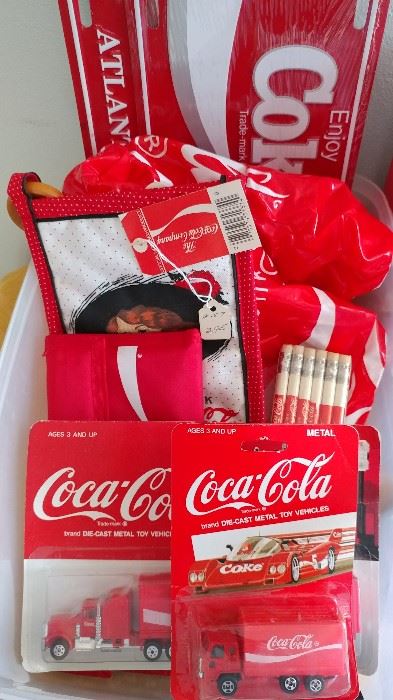 Variety of Coke collectibles