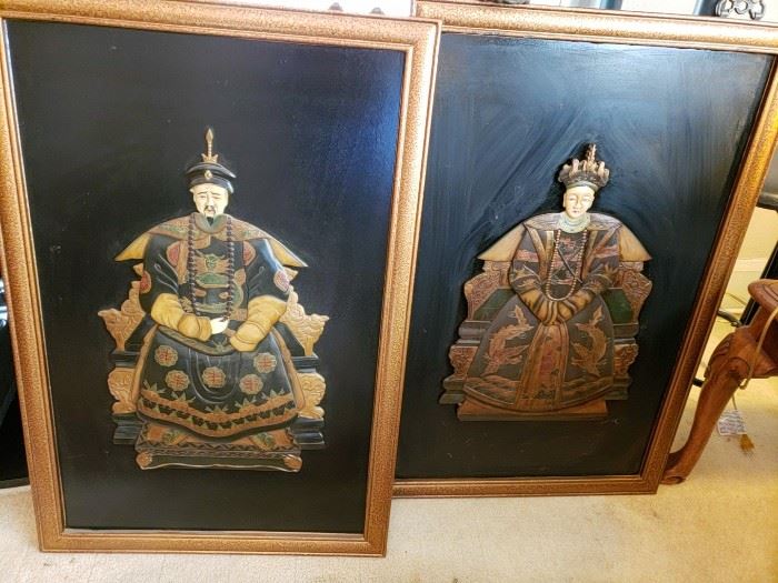 OLD carved wooden asian wall art.