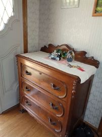 vintage walnut 3 drawer chest