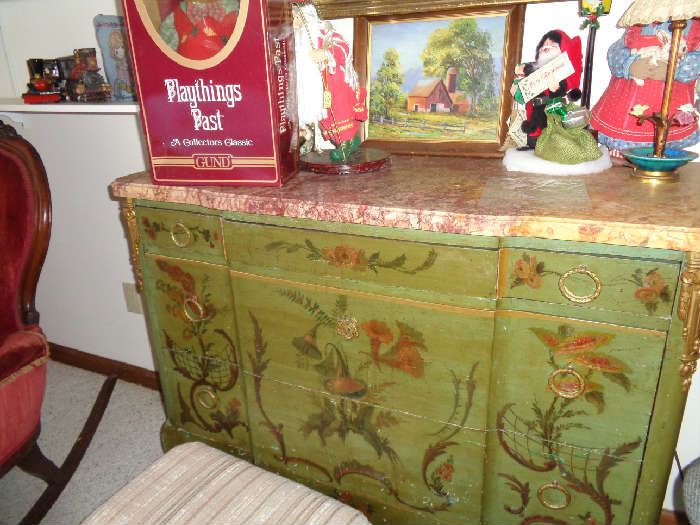 vintage painted chest w/marble top