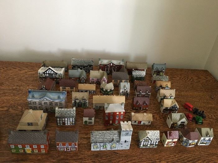 Selling as a lot - Wade Whimsey on Why Village houses with a specially built display shelf.