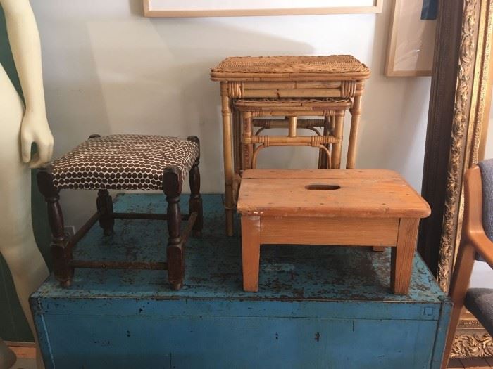 vintage stools & occasional tables