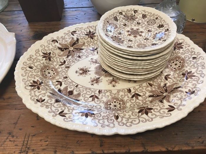 Vintage Brown & white dinnerware