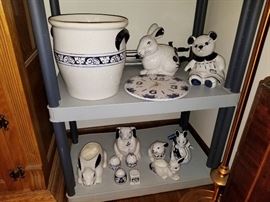 Hello Easter!   Potting Shed, Concord, MA Hand Painted Bunnies and Dedham style Crock.