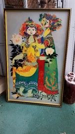 Spectacular 1970s large signed Bjorn Wiinblad poster in period frame.