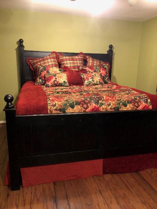 King Bed, Mattress & Box Springs & Custom Bedding