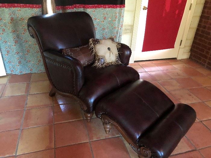 Exquisite leather chair and ottoman