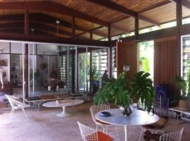 BERTOIA WHITE WIRE CHAIRS W/ORANGE PADS 