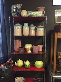 1930s Era ICS Italian Pottery Pitcher - Top shelf. Various pots ... 