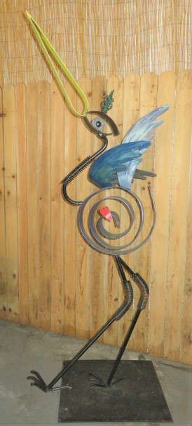Abstract Cast Metal Egret Heron Bird Yard Sculpture