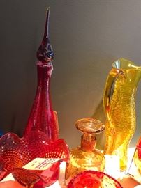 Large Assortment Of Vintage Blenko, Pilgrim, Viking, Rainbow And Other Vintage Glass ~ MOSTLY CRACKLE GLASS