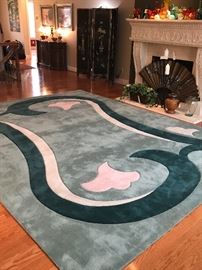 Vintage 1980's Masland Cut Nylon Design Room Size Rug