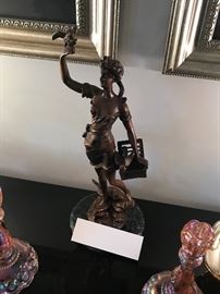 Bronze Statue Of Girl releasing Bird From Cage