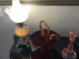 Glass Baskets ~ Vintage Table Lamps With Crystal Shades