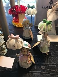 Assorted Collectible Items ~ Carved Alabaster Female Bust, LLadro Figurines, Vintage Pottery, Vintage 1950's Figurines With Umbrellas, Assorted Glassware And Ceramics