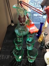 Assorted Collectible Items ~ Carved Alabaster Female Bust, LLadro Figurines, Vintage Pottery, Vintage 1950's Figurines With Umbrellas, Assorted Glassware And Ceramics