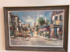 Vintage Paul Romier Paris Street Scene Painting 