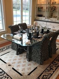 Wrought iron And Beveled Glass Dining Room Table ~ For Black And Gold Upholstered Dining Room Chairs