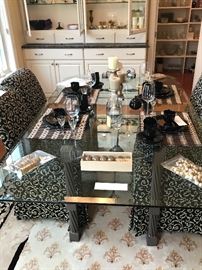 Wrought iron And Beveled Glass Dining Room Table ~ For Black And Gold Upholstered Dining Room Chairs