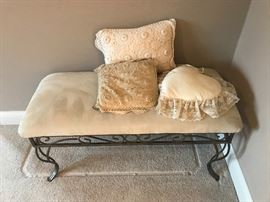 Wrought Iron And Upholstered Bench