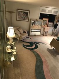 Vintage 1980's Masland Cut Nylon Design Room Size Rug