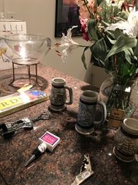 Assorted Bar Ware And Steins