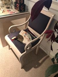 Frenarc Design Scroll Arm Chair With Deep Purple Micro Suede Upholstery ~ Two Available