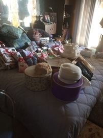Vintage Hats/Boxes and linens