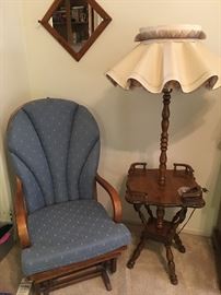 Blue Glider and Lamp Table