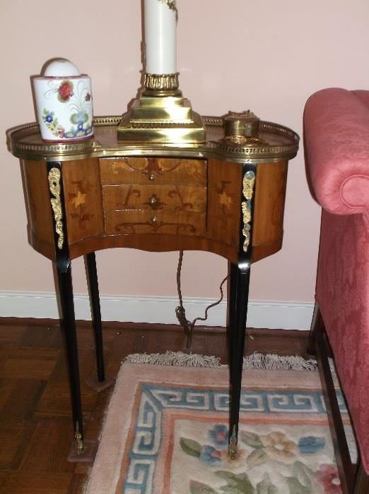 French side table w/inlay
