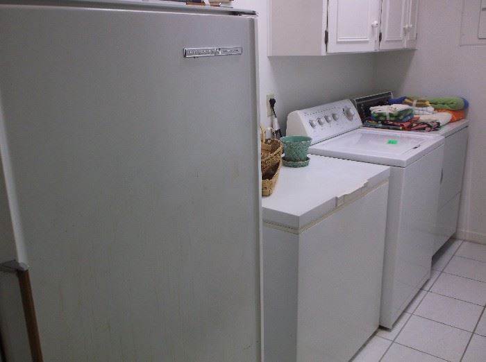 Refrigerator, chest freezer, washer and dryer