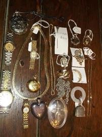 Sterling silver, 14K watches and jewelry