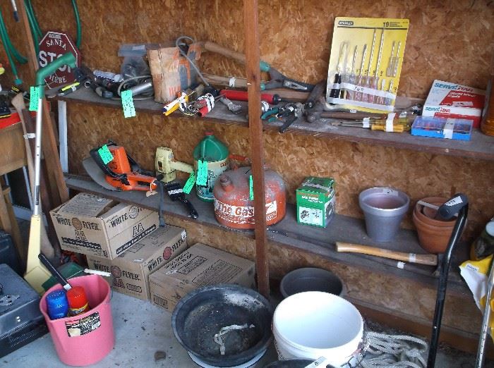 Tools and boxes of clay skeet targets