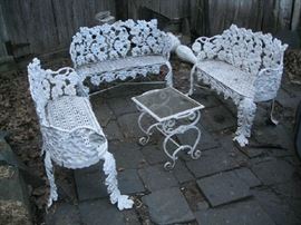 3 Piece Victorian Cast Iron Bench Set