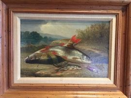 -Henry Leonidas Rolfe ‘Perch, Roach and Dace’ paint on panel circa 1875..