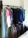 rack of Designer blouses with silk, linen, etc & many with original tags